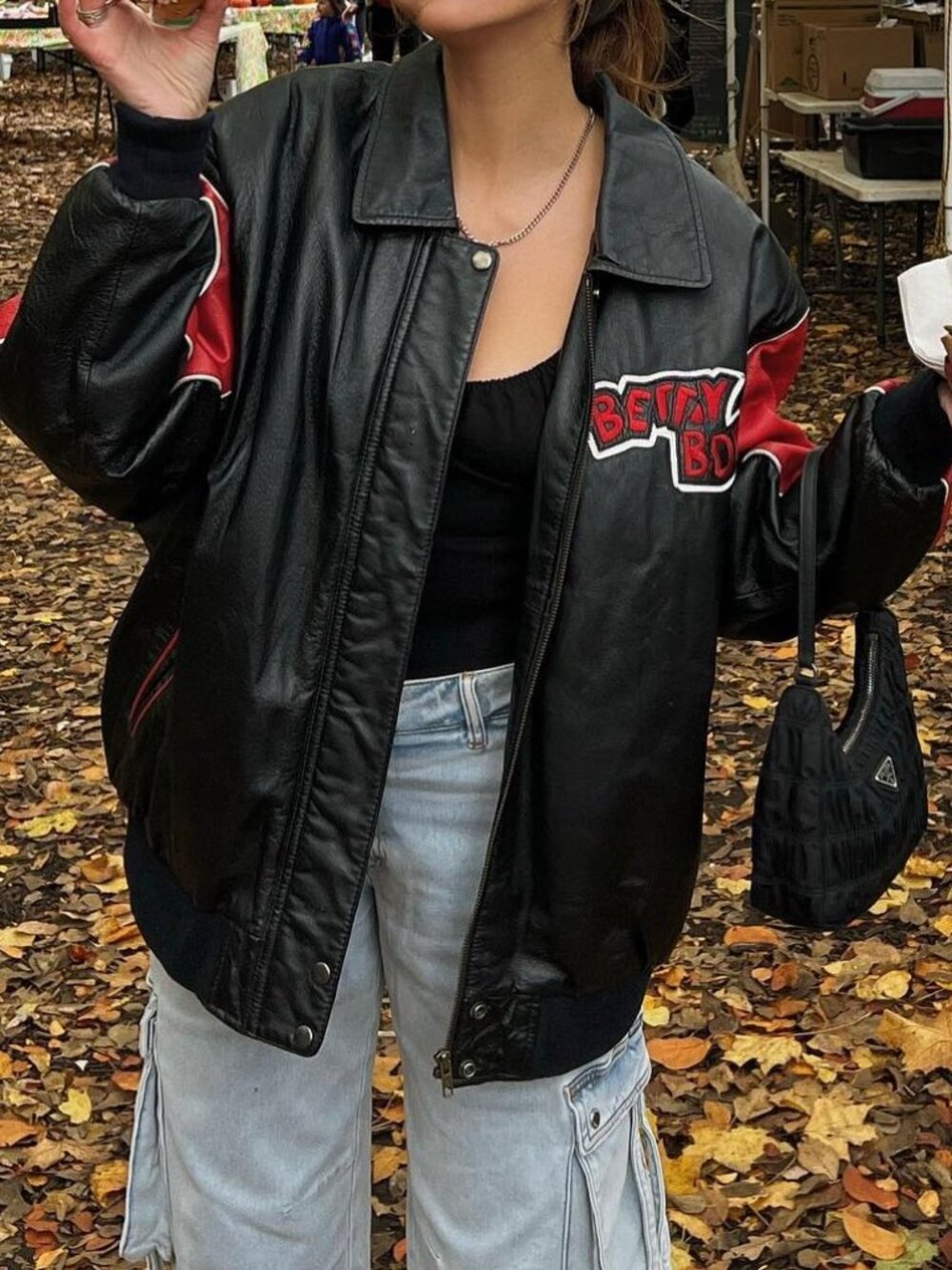 Rare Vintage Betty Boop American Toons Leather Jacket Size L - Picture 2 of 10